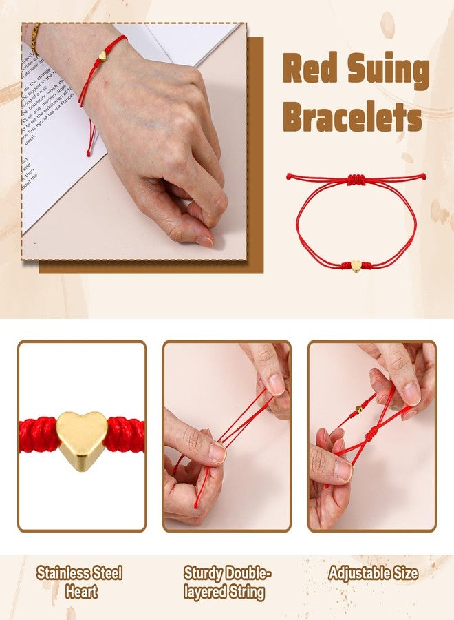 ADLABLD Red String Bracelet for Women, Matching Bracelets for Couples Mommy and Me, Father and Daughter Heart Jewelry for Protection as Christmas Gifts, Couple Best Friend Jewelry Bracelet - Image 3